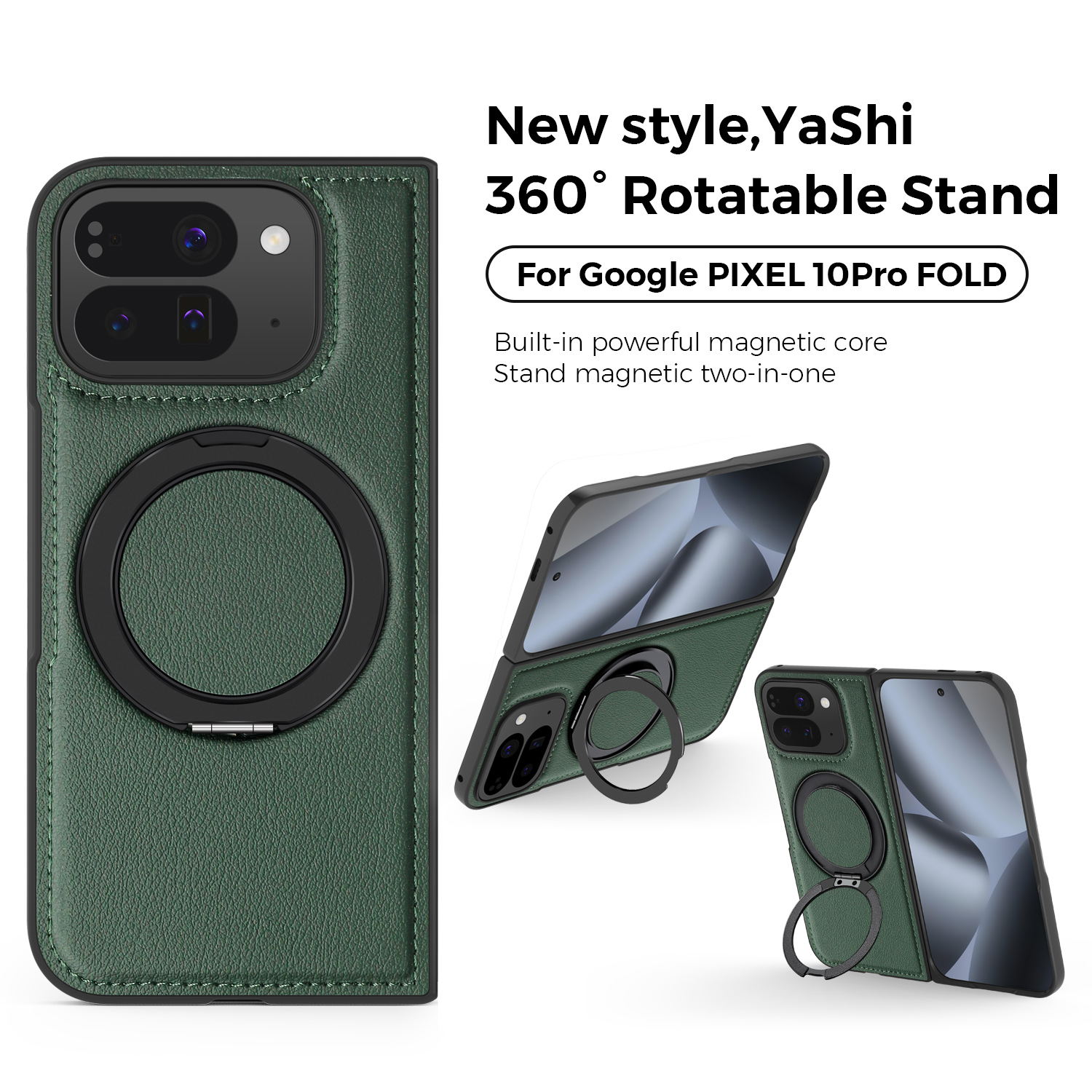 Phone Cases For Google Pixel 10 9 Pro Fold Cyclic Rotation Magnetic Ring Bracket Cover Case Support Wireless Charging