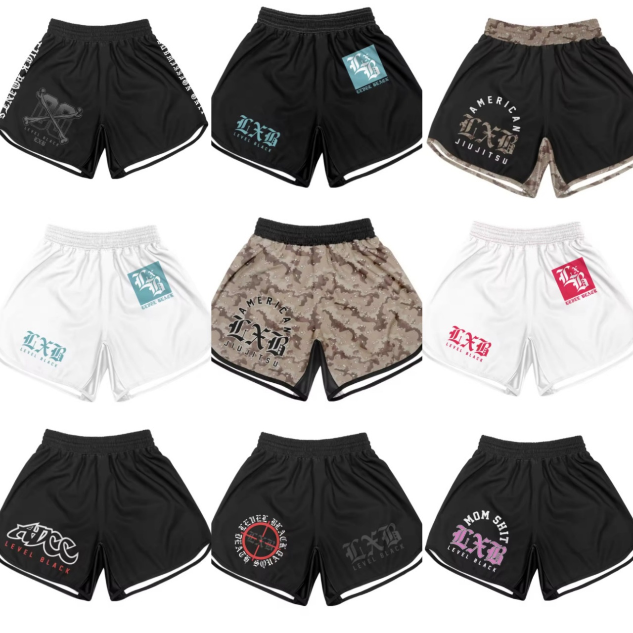 Gym Clothing 25-26 Men Women LEVEL BLACK Casual Shorts Oversized ADCC RASH GUARD Children Quick Drying Men's