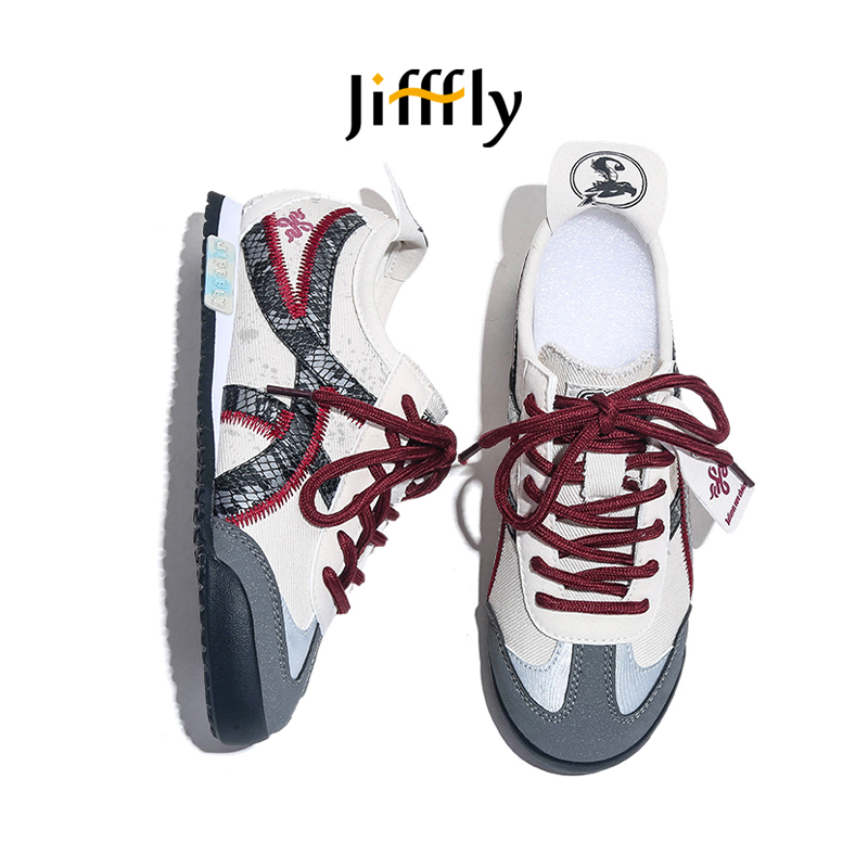 Jifffly brand Flat bottomed German training women's new thin soled sports and leisure commuting white board shoes trainer without box