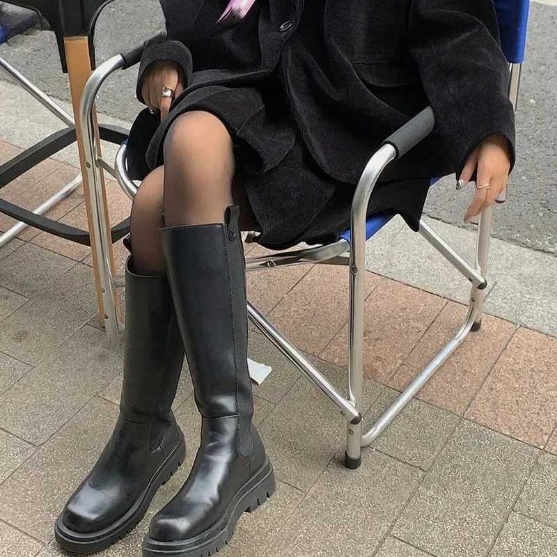 Platform Women Knight Long Boots Fashion Warm Fur Shoes Autumn Winter Square Heels Ladies Knee High BootiesT251223