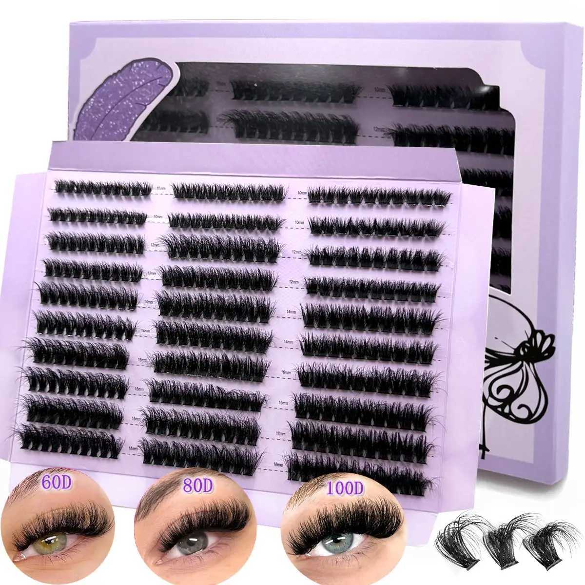 HBZGTLAD 290/300Pcs Fluffy Thick Eyelash Clusters D/DD Wispy Individual Lashes 60/80/100 Mix Eyelash Extensions False EyelashesT251223