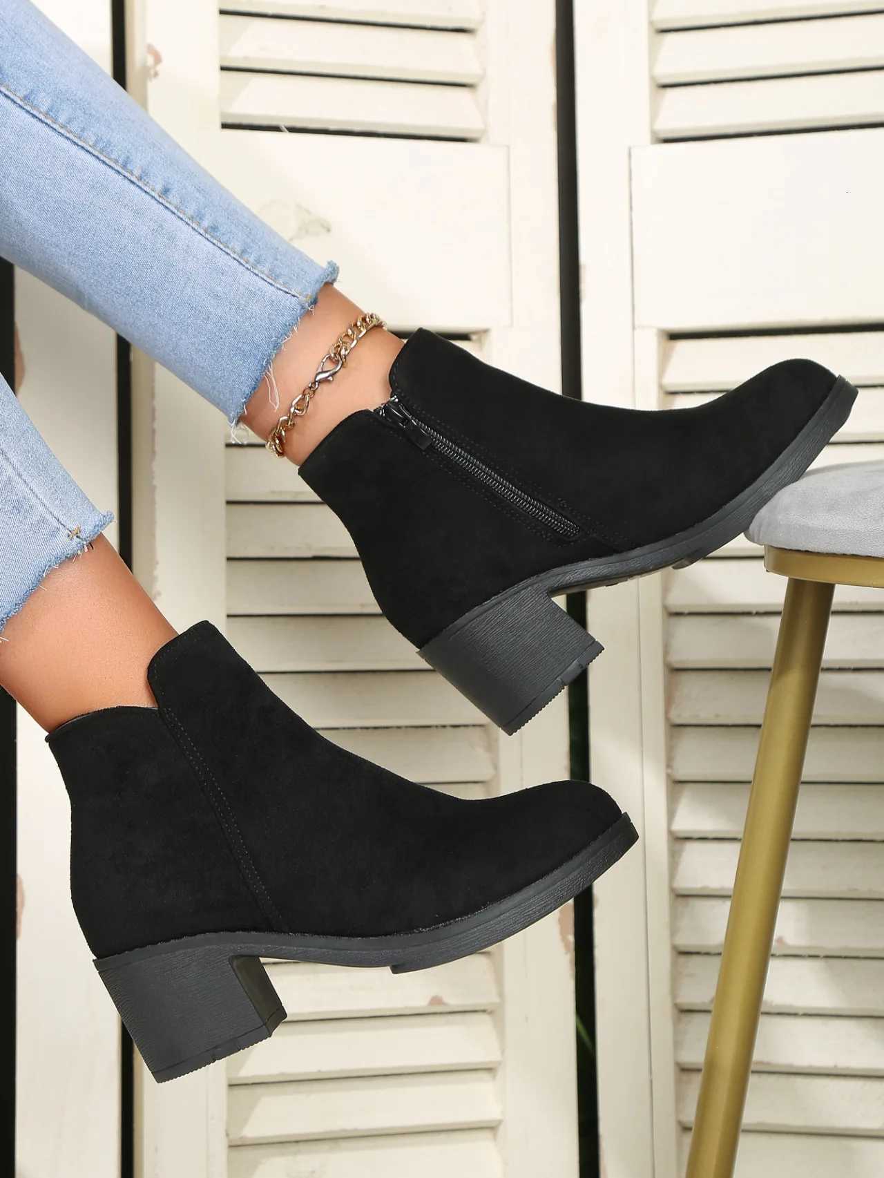 Fashion Med-Heel Women Short Boots Casual Thick Soled Warm Winter Anti-Slip Ankle Boots Multiple Colors Shorts Shoes for WomenT251223