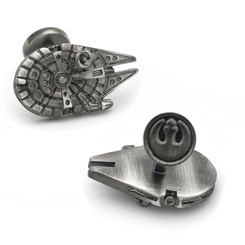 Vintage Movie Star Spacecraft Cufflinks For Men Quality Copper Material Gunblack Color Cuff Links Wholesaleretail 251222