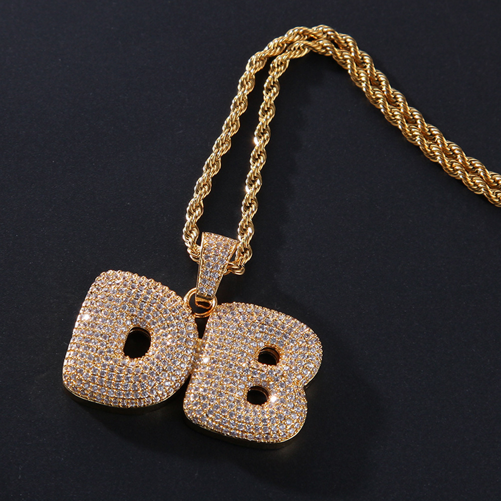 DIY Custom A-Z Name Bubble Letters 0-9 Numbers Pendant Necklace for Men Women TopBling White Zircons Jewelry