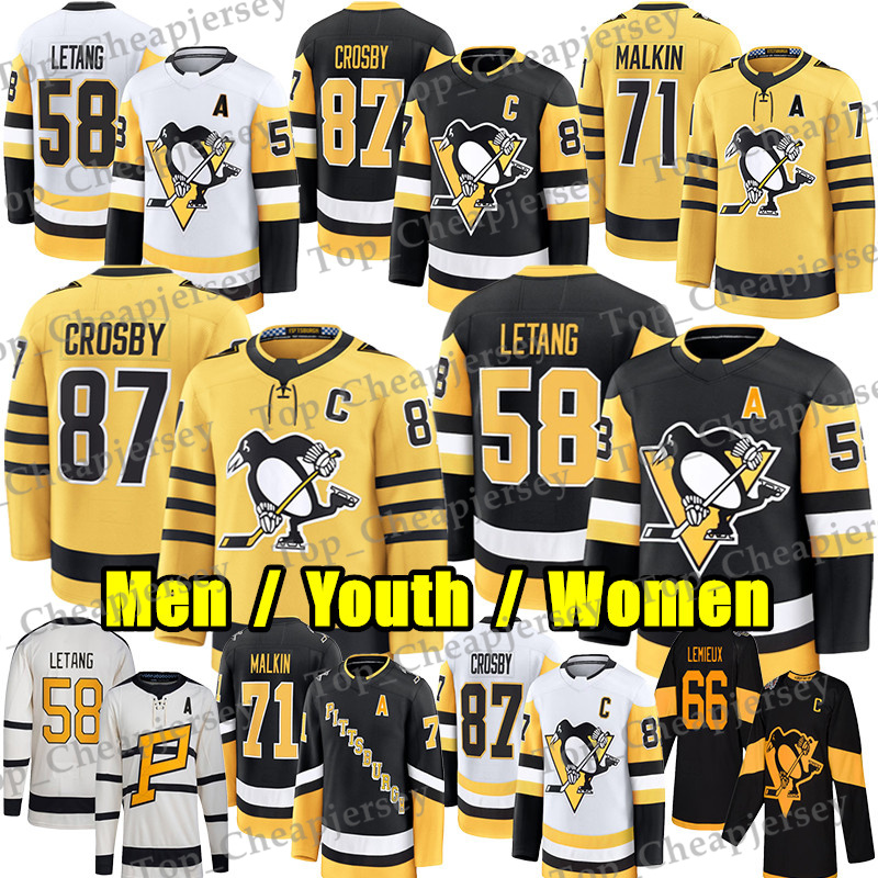 #87 Sidney Crosby pittsburgh hockey jersey penguin jersey #58 Kris Letang Evgeni Malkin Benjamin Kindel Stuart Skinner Mario Lemieux Bryan Rust Rickard Rakell jersey