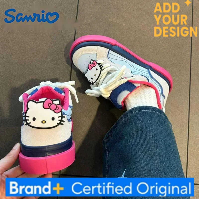 Sanrio Hello Kitty Dopamine White Sneakers Female Niche Fashion Cartoon Casual Shoes Korean Style Y2k Girl Versatile Board Shoes H251223