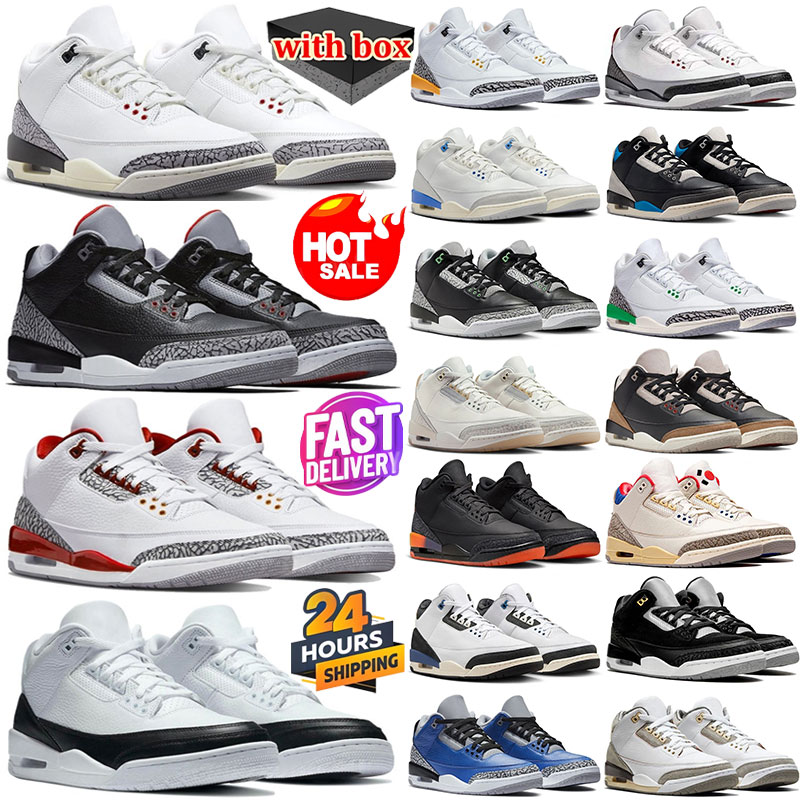 Designer Basketball Shoes 3 3s Sports Sneakers Men White Cement Reimagined Pure Money Black Cat Valentines Day Free Throw Line Metallic UNC Womens Trainers With Box