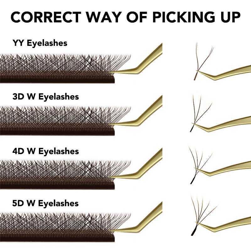 NATUHANA Brown W Shaped 2D 3D 4D 5D W Natural Soft Automatic Flowering Premade Fans Eyelashes ExtensionsT251223