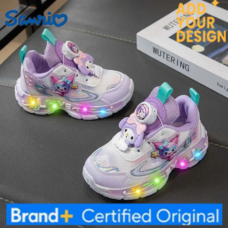 Sanrio Lovely My Melody Kawaii Illuminated Sports Shoes Breathable Kuromi Campus Princess Sneakers Fashion Gift for Kids H251223