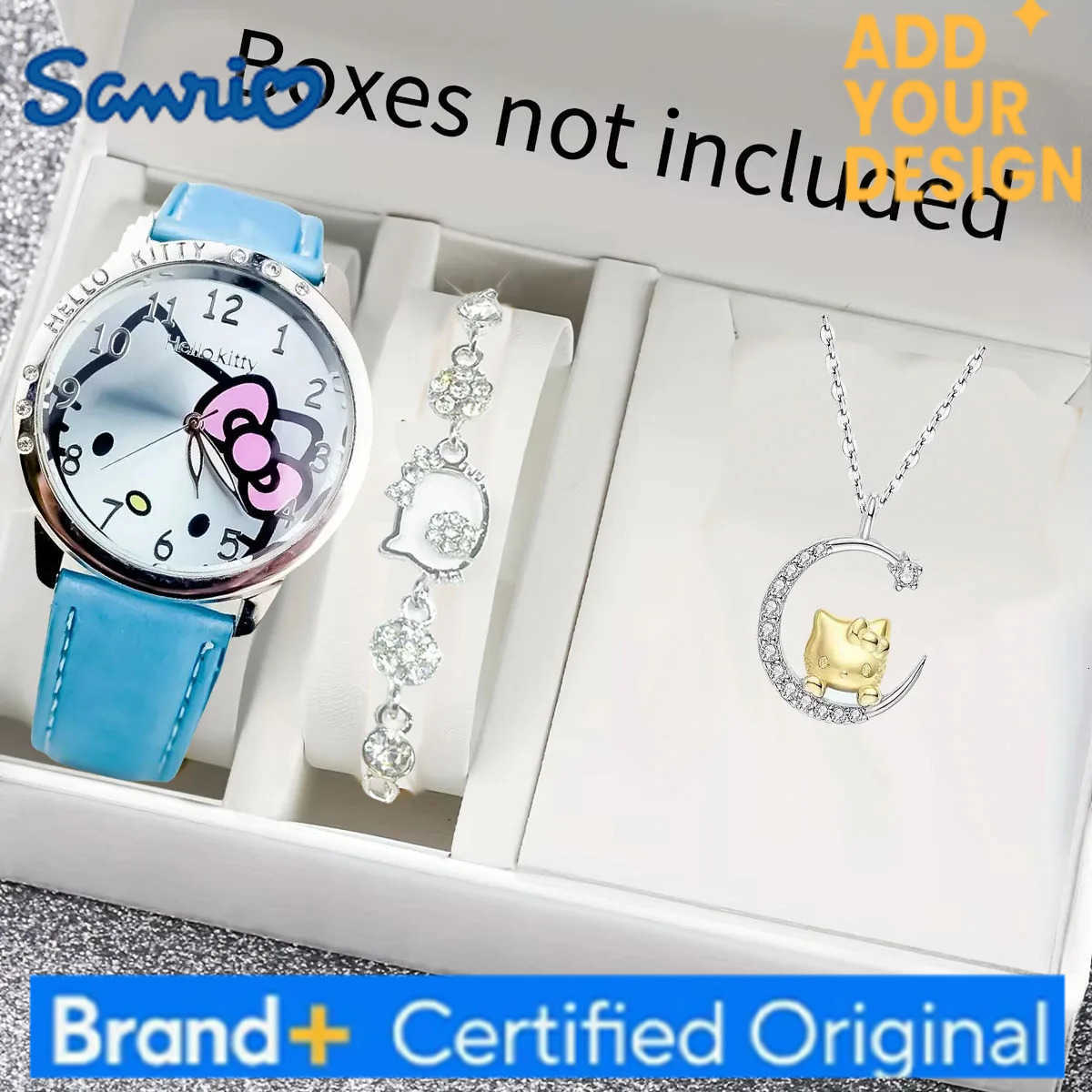 Sanrio 3pcs/set Hello Kitty Quartz Watch Women Children Waterproof Kawaii lady Fashion WristWatch Hello Kitty Bracelet and Necklace H251223