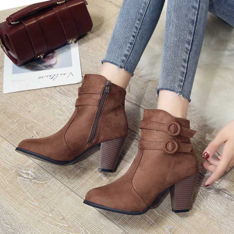 Boots Women Winter 2023 New Ankle Boots for Women High Heel Women Fashion Zipper Platform Boots Casual Bottines Botas Para MujerT251223