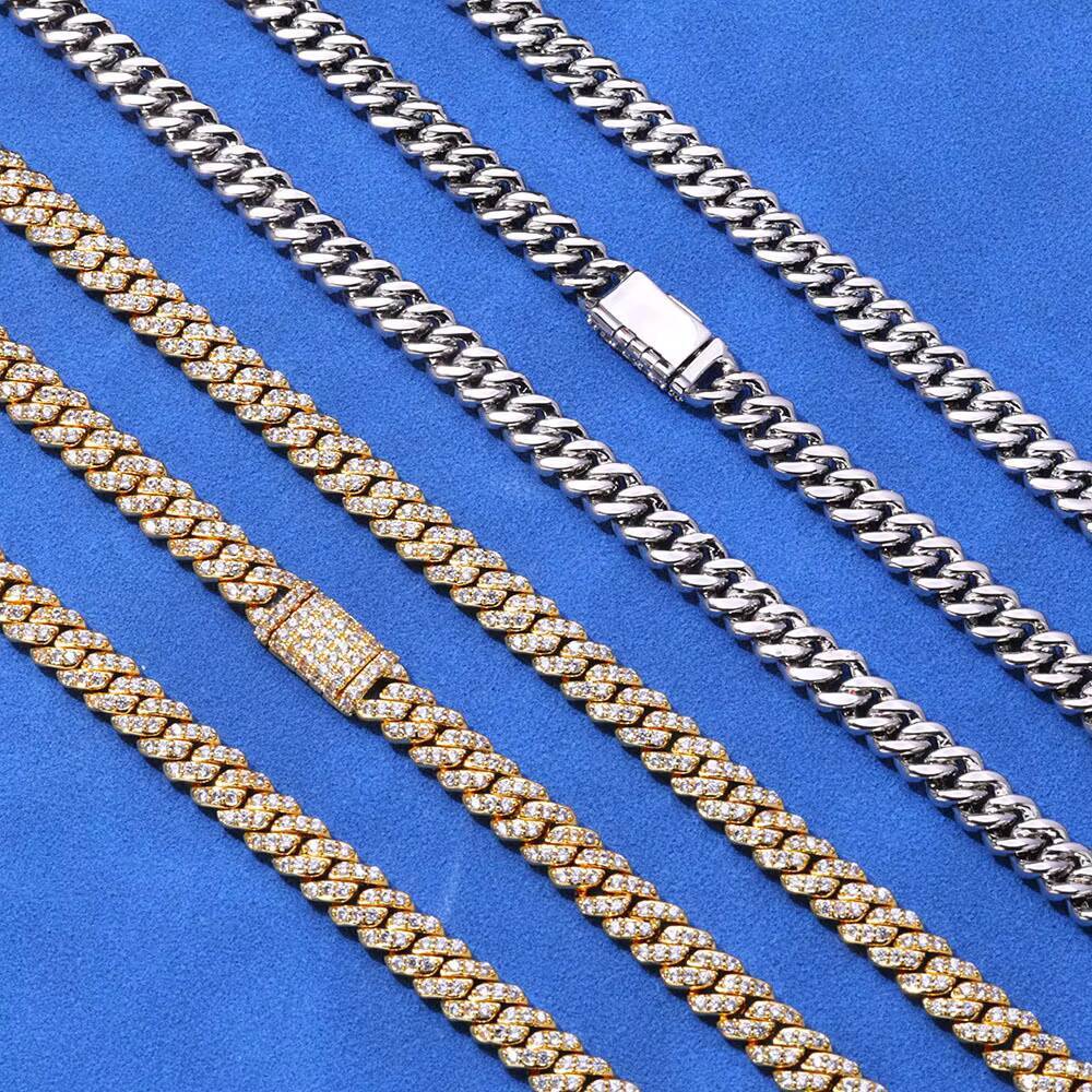 New Arrivals 6MM 925 Sterling Silver Gold Plated Cuban Link Chain VVS D Color Hip Hop Moissanite Necklaces Stocks Available