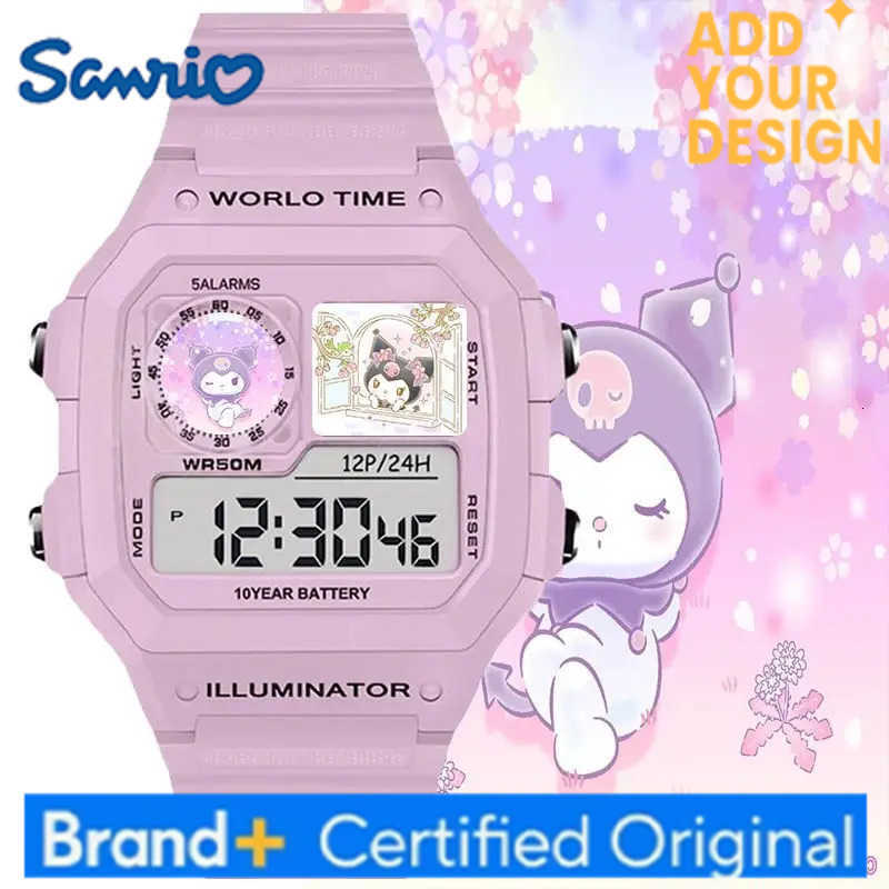 Sanrio Kuromi Cinnamoroll electronic watch for girls cute kawaii sports silicone luminous student toy watch holiday gift H251223