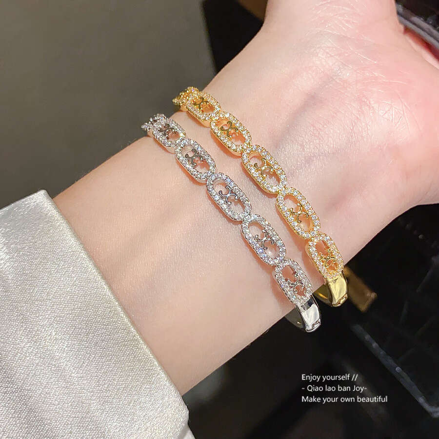 18K bracelet Plated Zircon Oval Clasp Niche Fashion Versatile Bracelet Light Luxury High-End Feel Jewelry