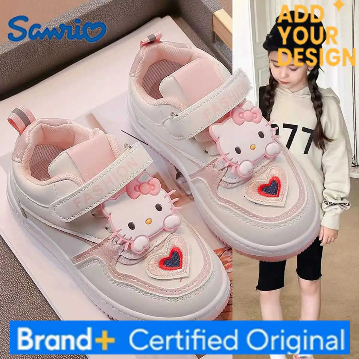 Sanrio hello kitty cat Low Top 2025 autumn New pink Breathable Versatile Single Shoe real photos children shoes For Students kids shoes H251223