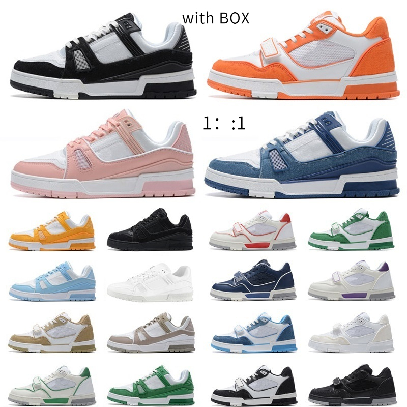 Designer sneakers Shoe Trainers platform Sneakers Denim Canvas Leather White Blue Letter Overlays Designer Luxury Brand Men Women Jogging Walking Sneaker shoes