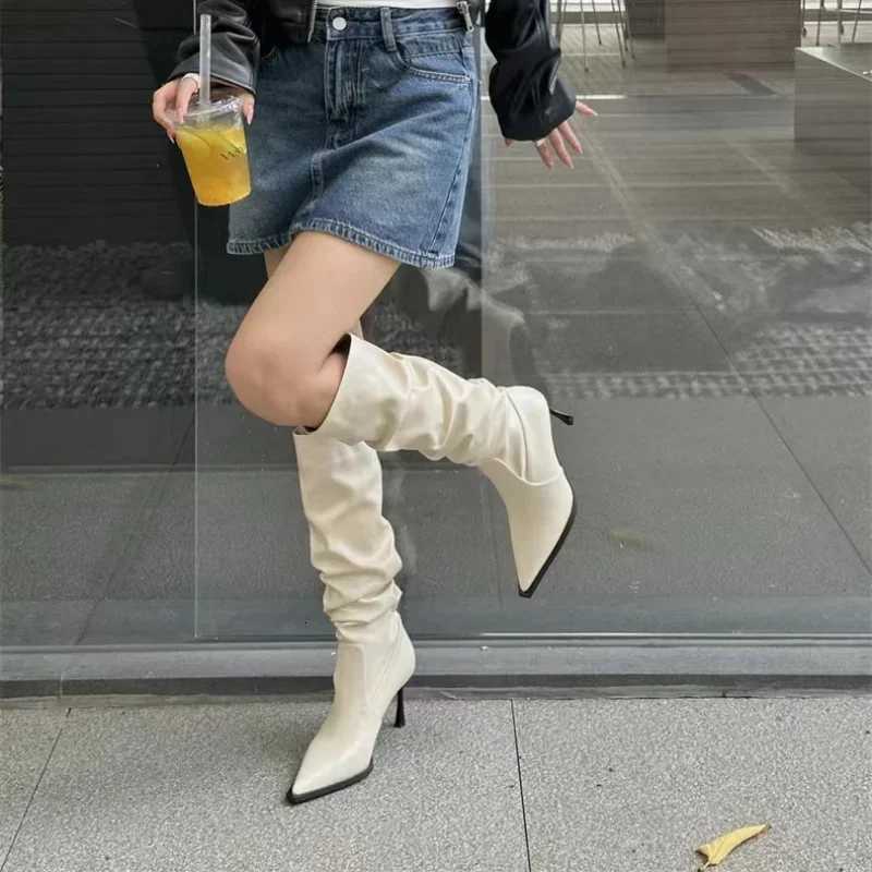 Sexy Winter Women High Boots Fashion Pointed Toe Stiletto Heel Long Boots Ladies Elegant Knee High Boots ShoesT251223