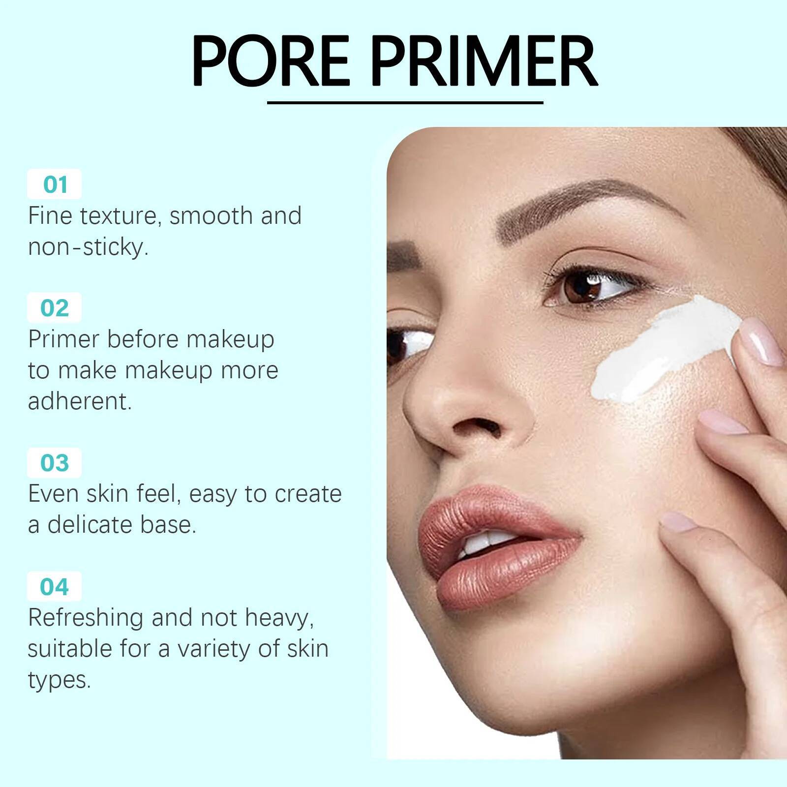 Pre-Makeup Pore Invisible Pores Even Tone Oil Control Smoothing Skin Moisturizing Face Primer for Flawless Makeup
