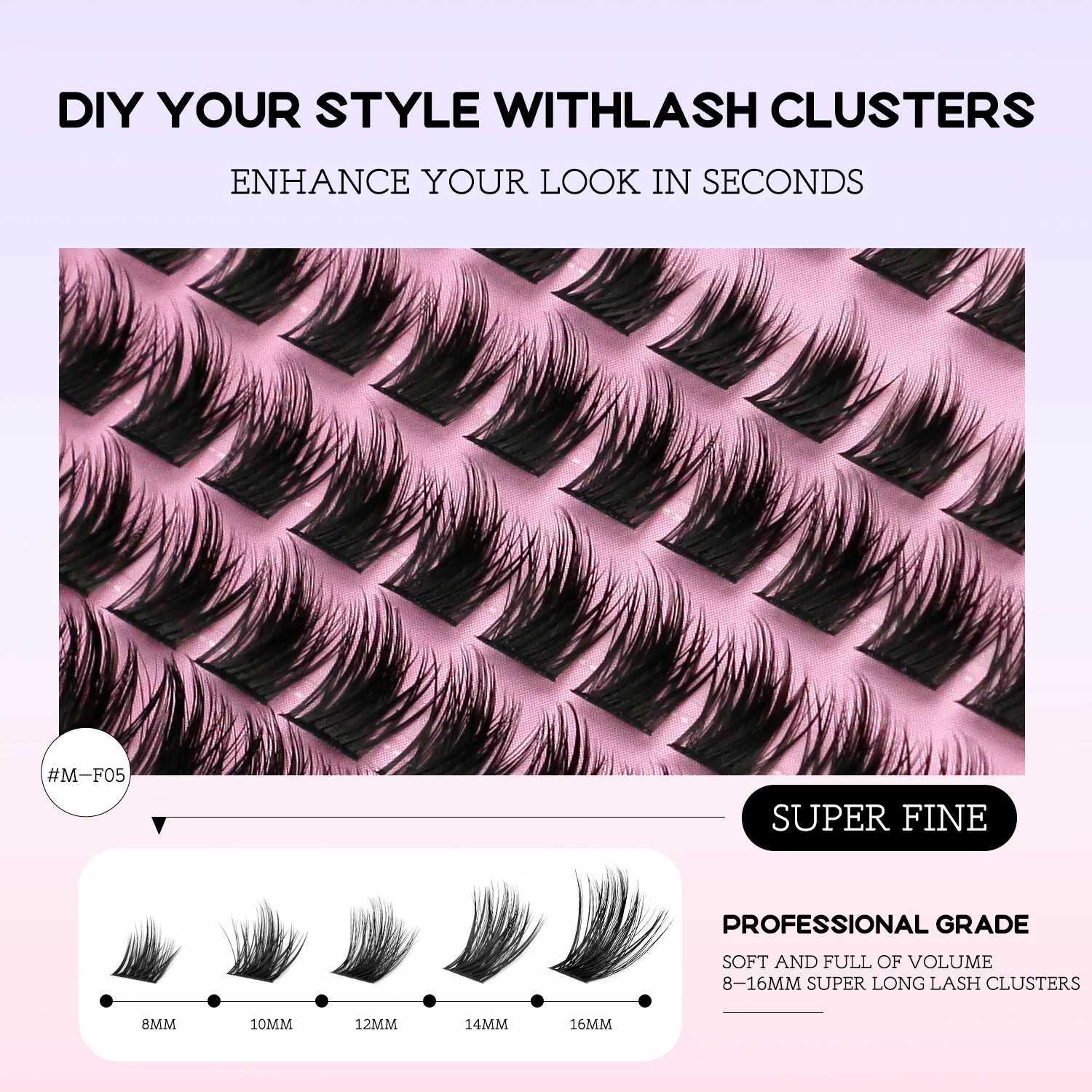 GROINNEYA Fluffy DIY Cluster Lashes Kit Individual Eyelashes Lasting Eyelash Extension Lash Bond And Seal Tools Easy MakeupT251223