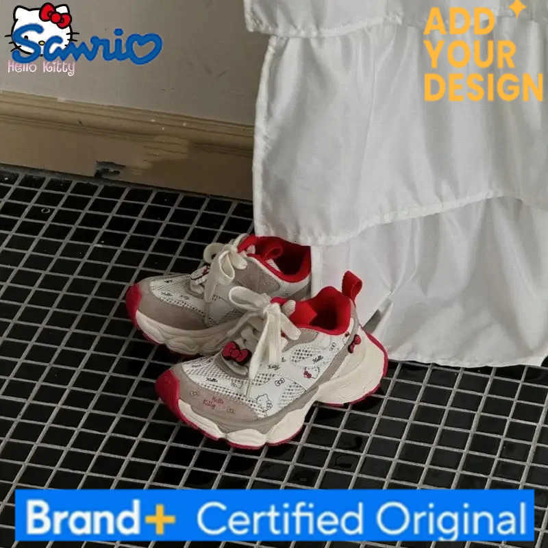 Sanrio Anime Cartoon Children Hello Kitty Mesh Sneakers Kawaii Spring Autumn New Breathable Casual Running Dad Shoes Soft Bottom H251223