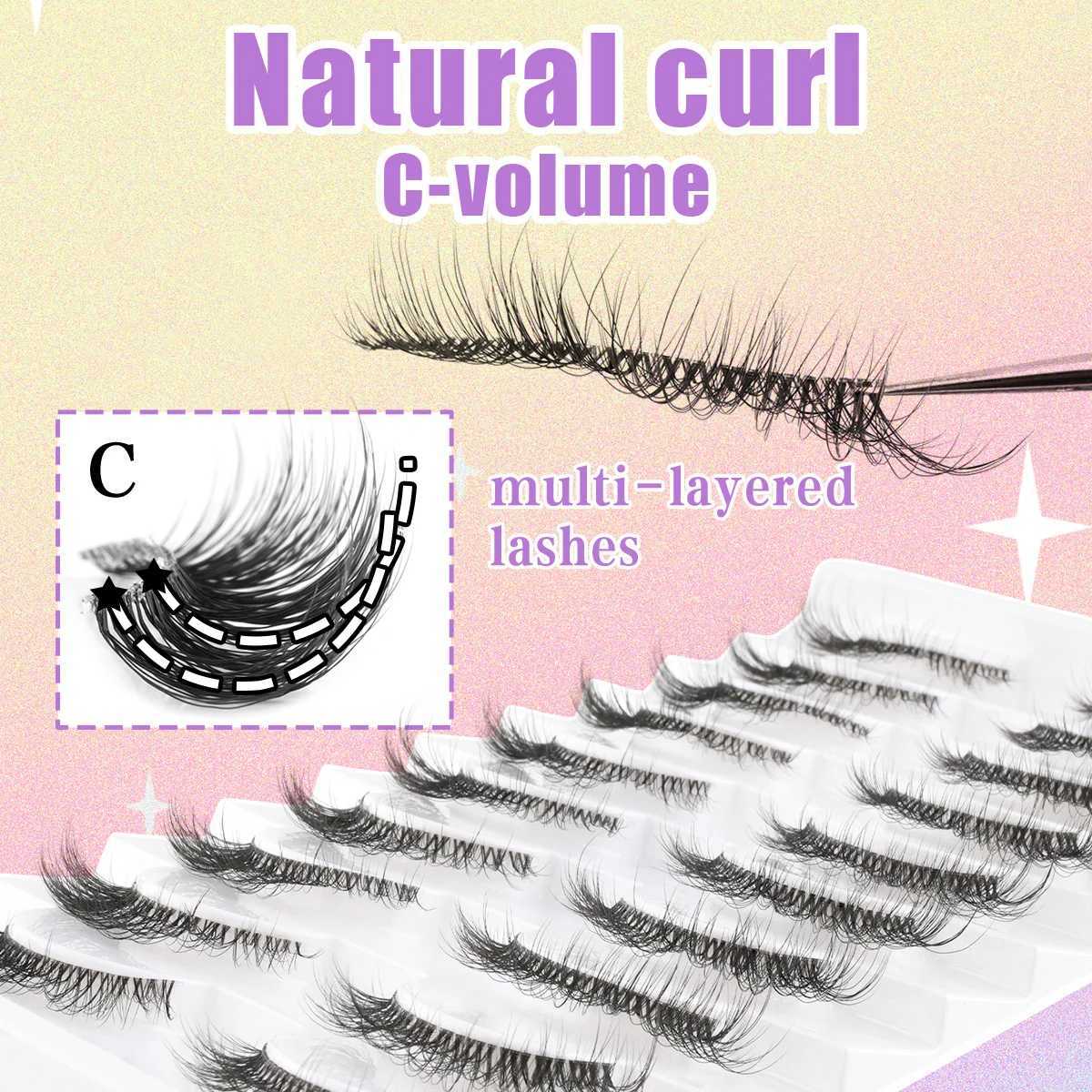 Cat Eye lashes 3/10 Pairs Fox Eyelashes Extension Natural Soft 3D Mink Lashes Fluffy Reusable Fake Eyelashes Makeup faux CilsT251223