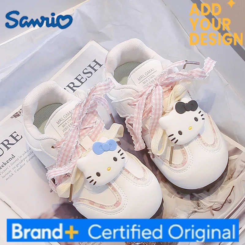 Sanrio KidsCasual Shoes Sneakers Cartoon Hello Kitty Bow PU Leather For Girls Printed Anti-slip Breathable Blue Pink Shoes Size 28-38 H2512231