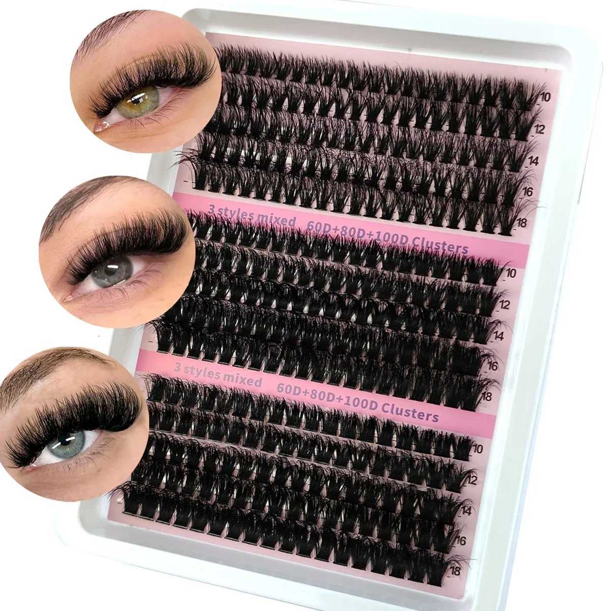 New 15Rows DIY 5D Fluffy Lash Clusters 60D-200D Thick Eyelash Clusters Wispy Individual Lashes 10-20mm Cluster Eyelash ExtensionT251223