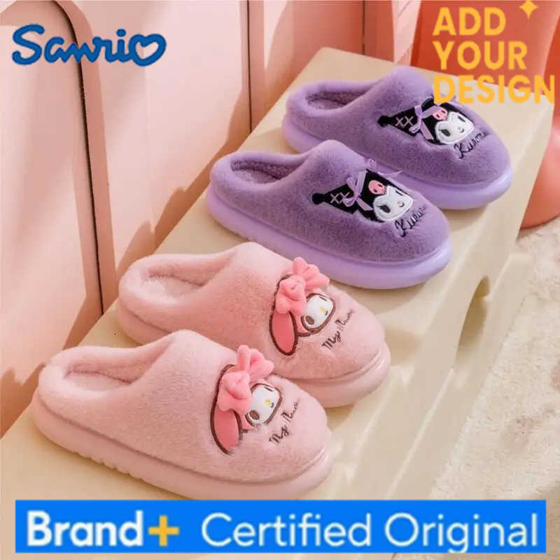 Sanrio Hello Kitty Cotton Slippers Girl Winter Indoor Keep Warm Child Kawaii Anime Cartoon Fashion New Style Casual House Shoes H251223