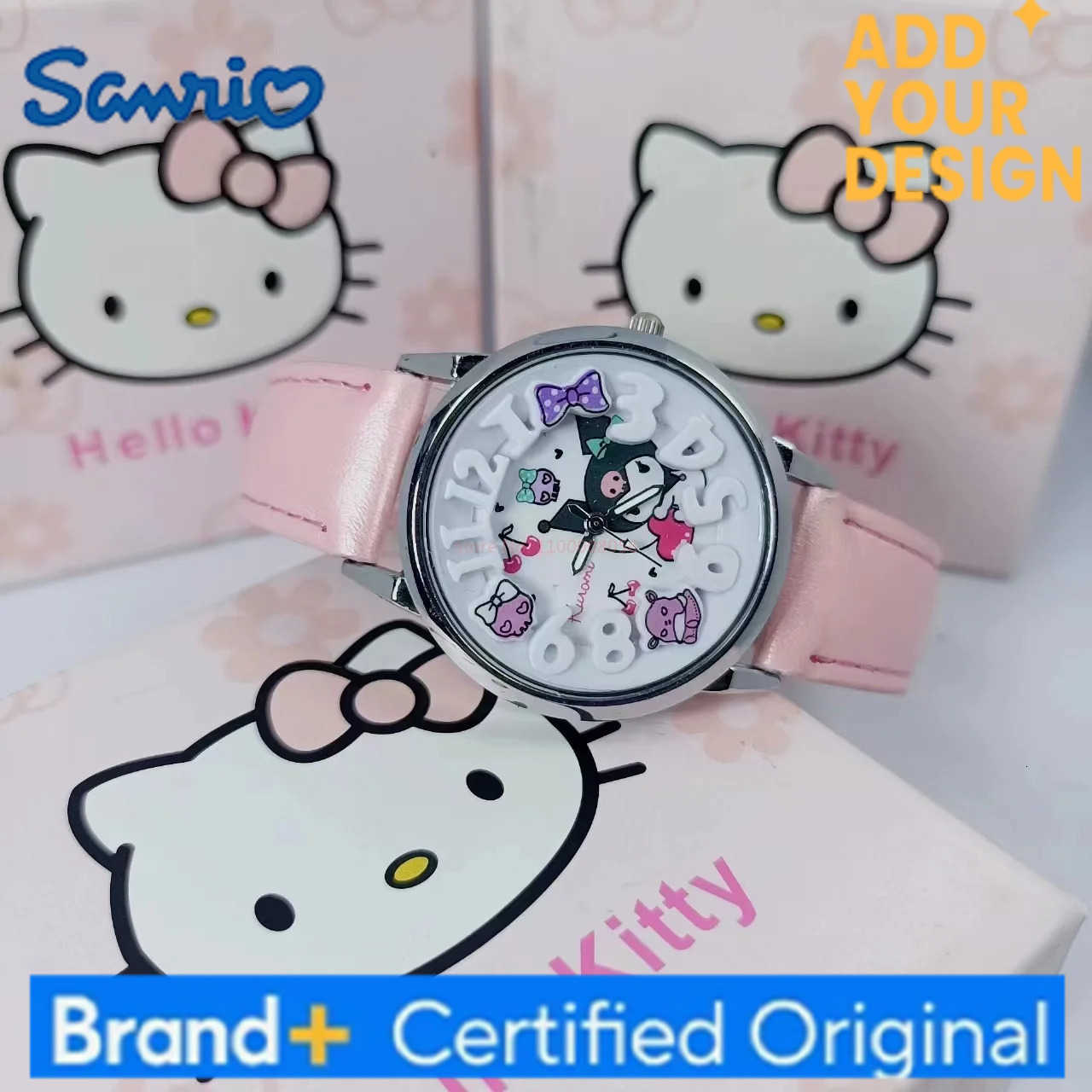 Sanrio New ChildrenS Cartoon Kuromi Belt Quartz Watch Girl Luminous Watch Birthday Gift Trinket H251223