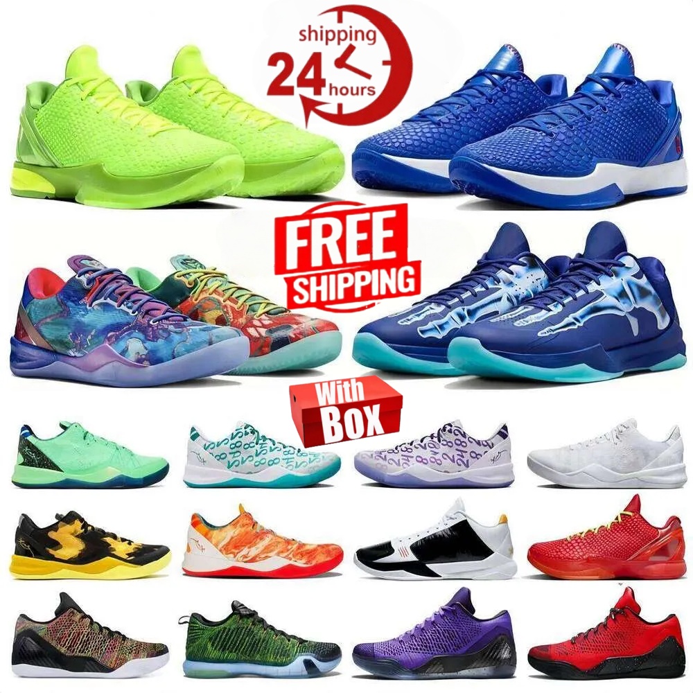 Free Shipping Designer Basketball Shoes Mamba 8 6 5 Black Potro Reverse Grinch Mambacita Think Pink X-Ray Easter Del Sol Mens Womens Trainers Outdoor Sports Sneakers