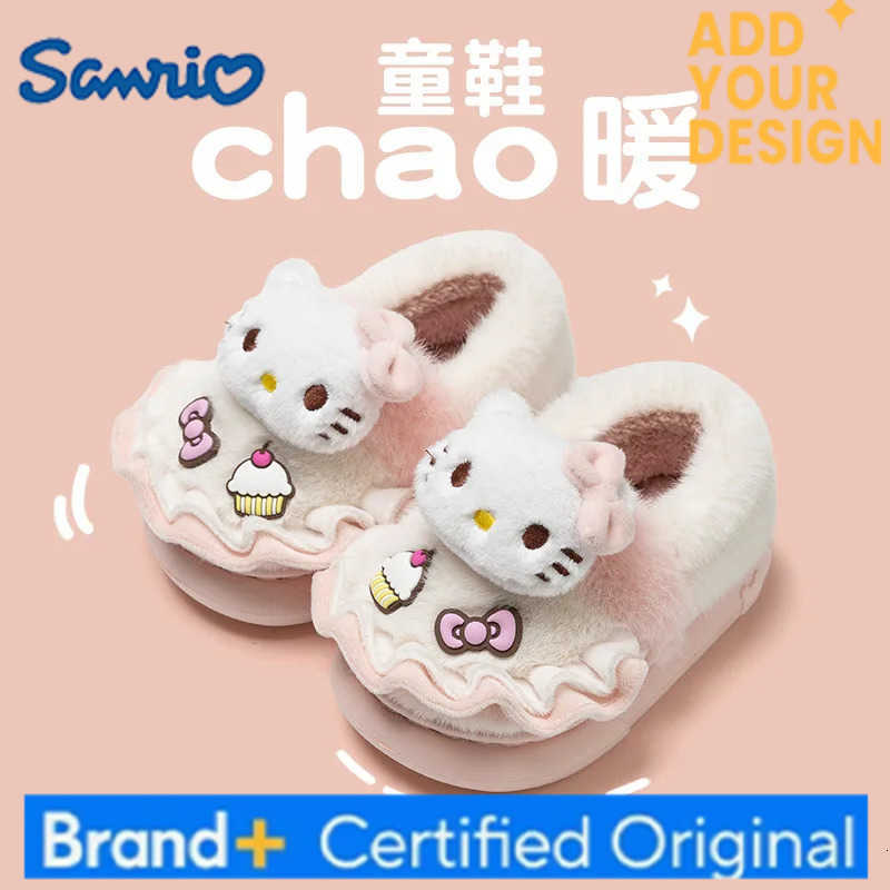 Sanrio Hot Girl My Melody Kawaii Fashion Fleece-Lined Slippers Student Winter Cartoon Child Keep Warm Cotton Slippers New Style H251223