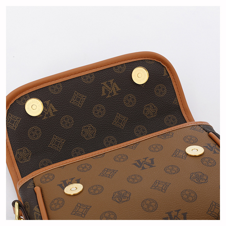 WK premium wide shoulder strap small square bag women's 2025 new retro printed women's shoulder bag oblique span bag tide