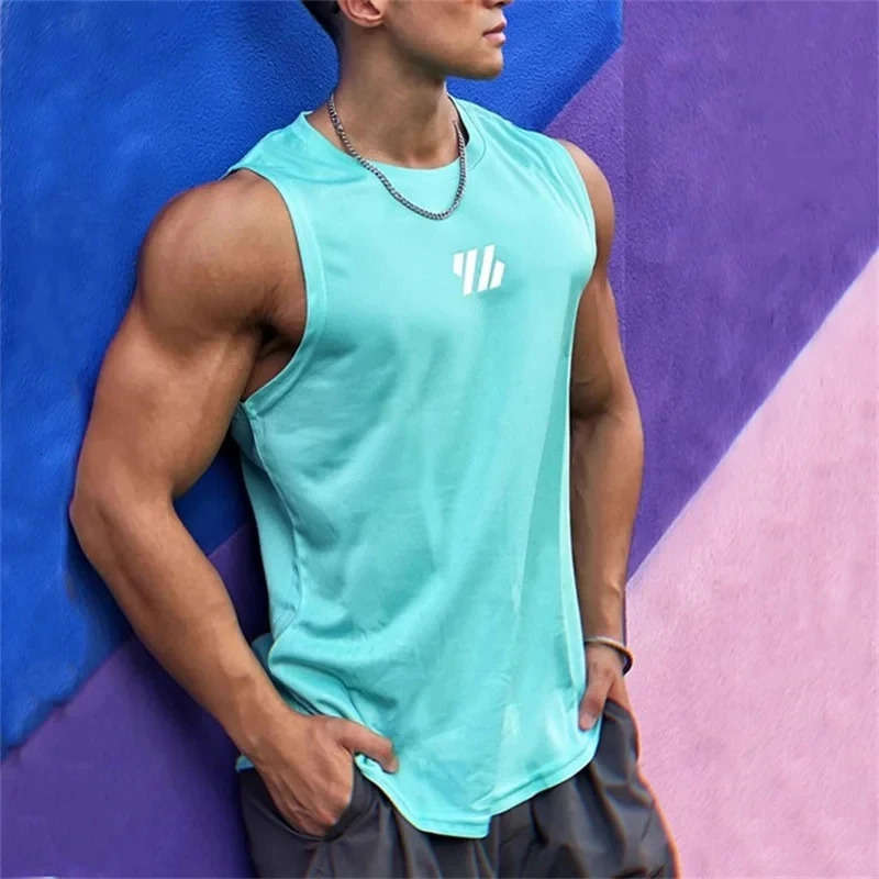 est Summer Gym Vest High Quality mesh Shirt Sleeveless T-shirts Men Tank Tops running Fitness Sports Vest men Clothing 251222