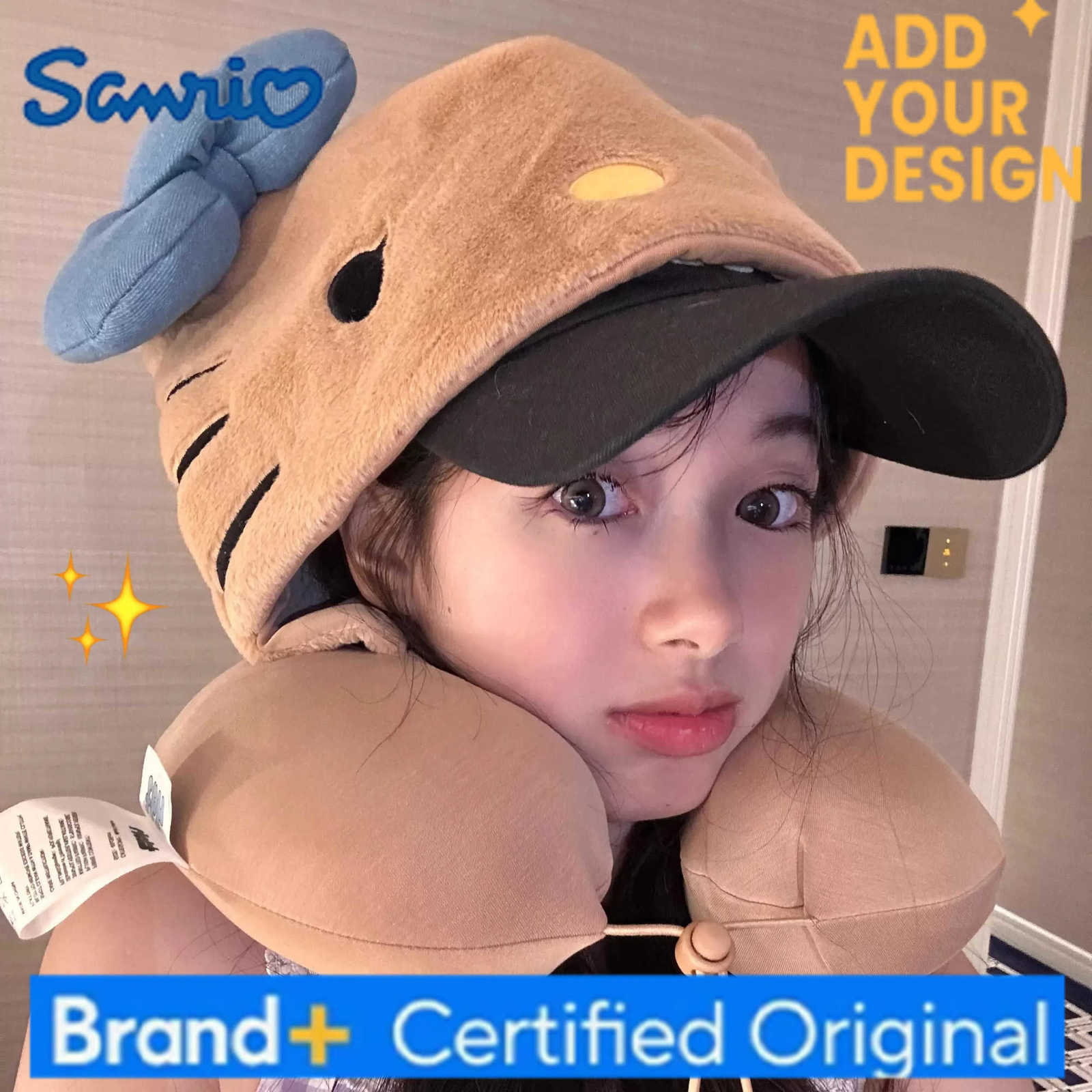 Sanrio Kitty Hooded Neck Pillow Travel Pillow For Airplane Train Car Soft Plush Sleeping Support With Adjustable Hood Gift H251223 - view 3
