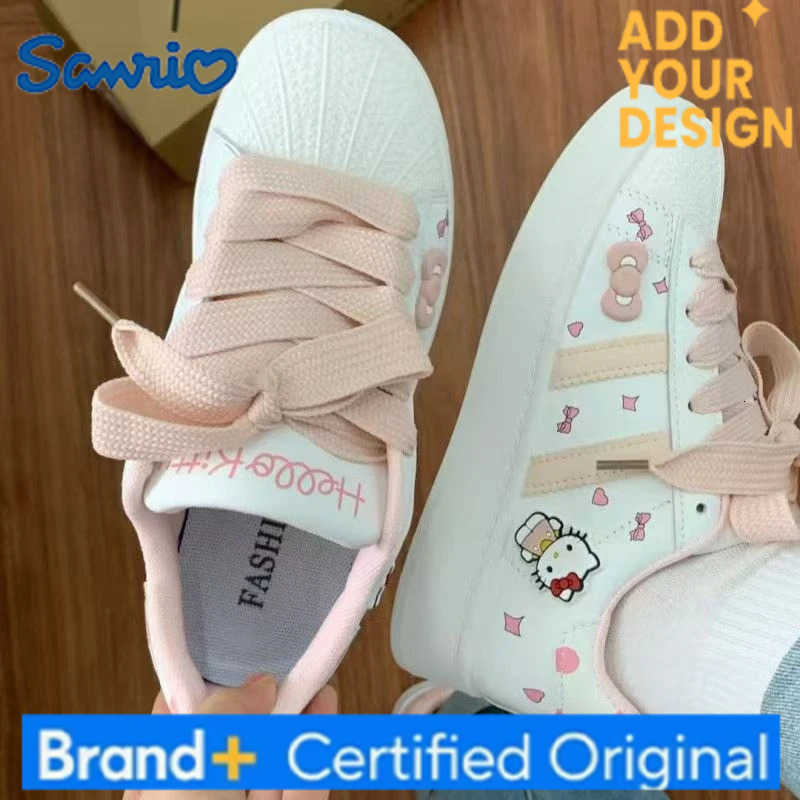 Sanrio KidsCasual Shoes Sneakers Cartoon Hello Kitty PU Leather For Girls Printed Anti-slip Breathable Blue Pink Shoes Size 26-37 H2512231