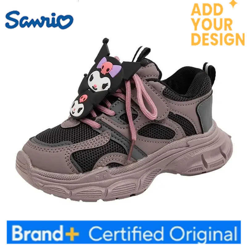 Sanrio 2025 Autumn New Children Sneakers for Girls Fashion Cute Kuromi Soft Comfortable Thick Sole Casual Light School Sports Shoes H251223
