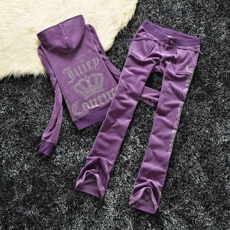 Juicy Womens Tracksuits - Velour Two-Piece Jogging Set with Hoodie & Sweatpants C260312