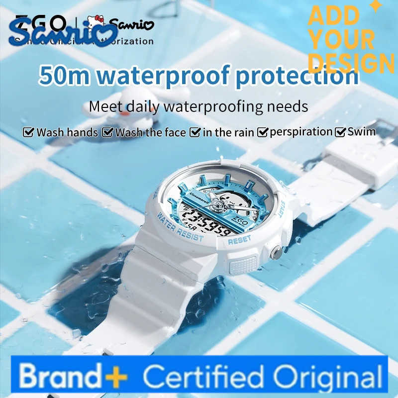 Sanrio X Cinnamoroll Electronic Watch for Schoolgirl Middle and High School Students Girls Waterproof Wristwatch Gift 863 H251223