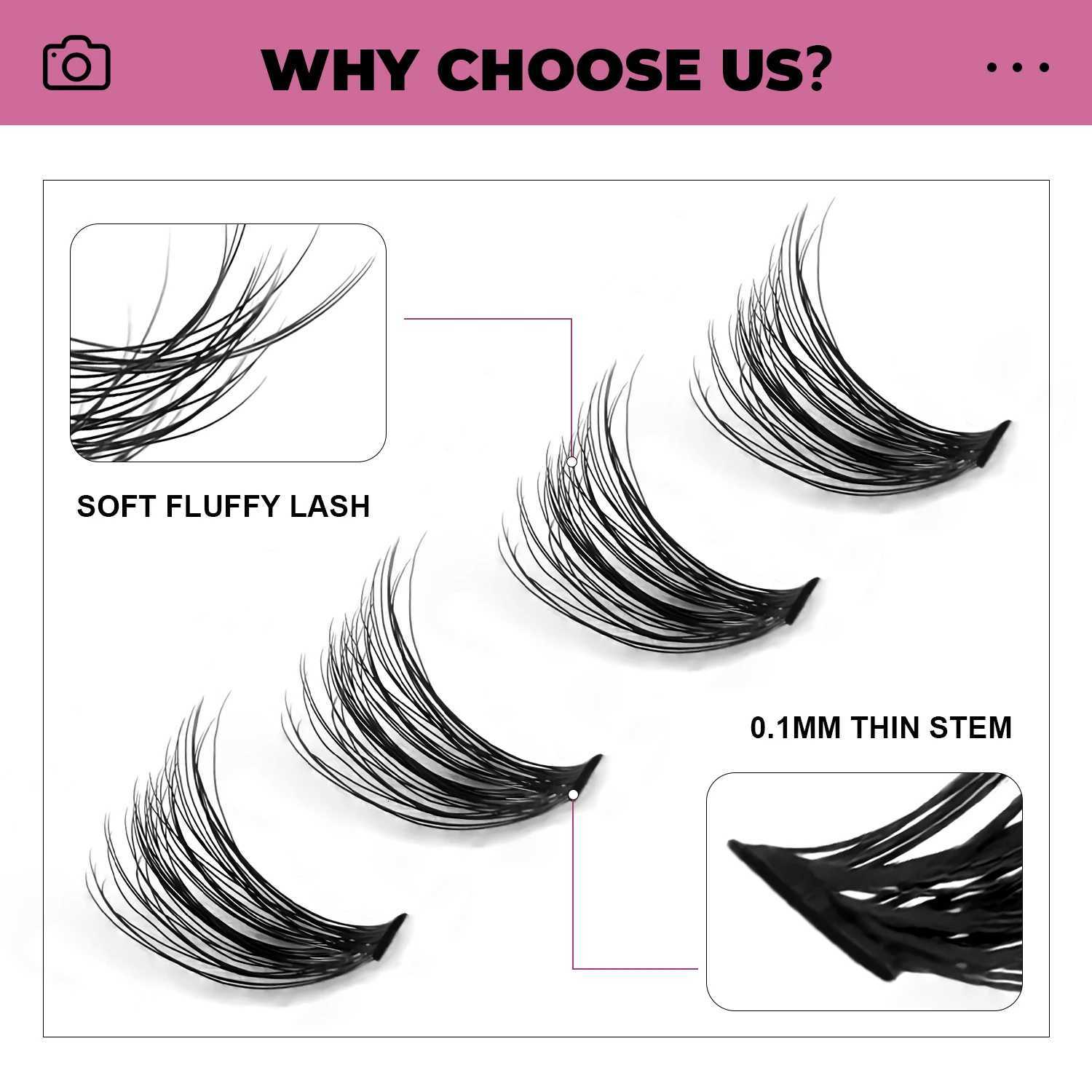 DIY Lashes Extension Kit Individual Lashes Clusters Faux Mink Eyelash Extension Mix set with Lash Bond and Seal MakeupT251223