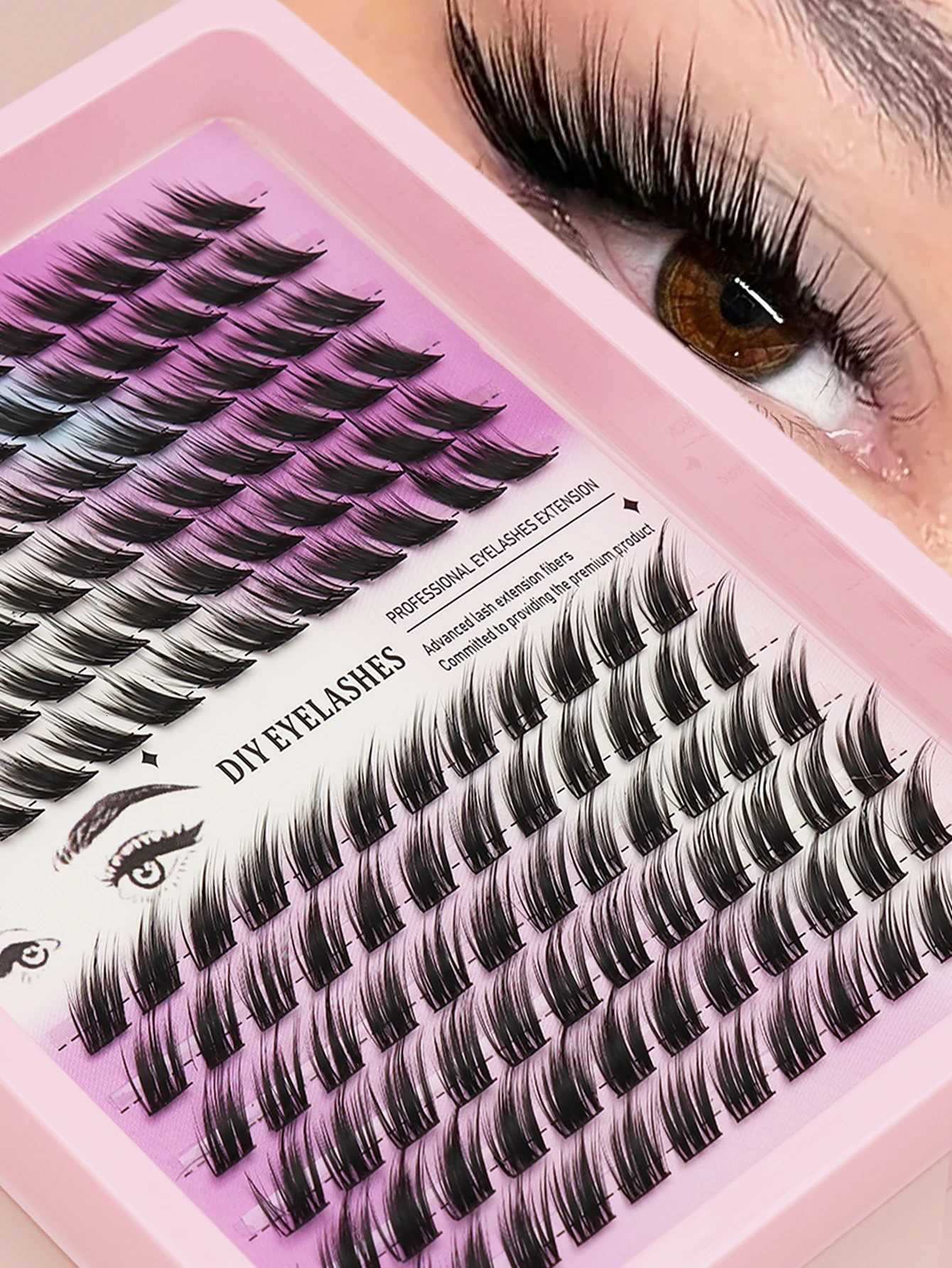 144 clusters Oblique flying fox style false eyelashes D curl individual eyelashes natural look beginners wearingT251223