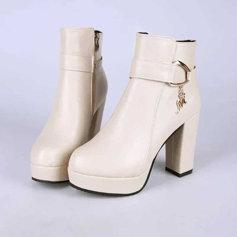 Fashion 2025 Womens High Autumn Winter Chunky Heel Platform Shoes Side Zippers Ankle Boots Plus Size 33-42T251223