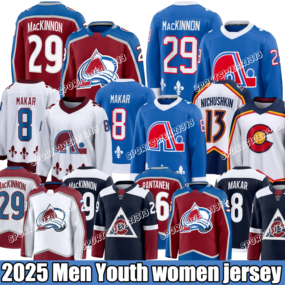 Colorado Avalanches Jersey #29 MacKinnon A #8 Makar A #92 Landeskog C #20 Colton #28 Wood 62 Lehkonen Hockey Jerseys