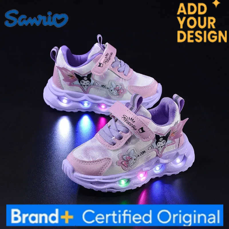 Sanrio hello kitty spring autumn lights Sneakers girl casual shoes waterproof children LED sports shoes soft-soled running shoes H251223