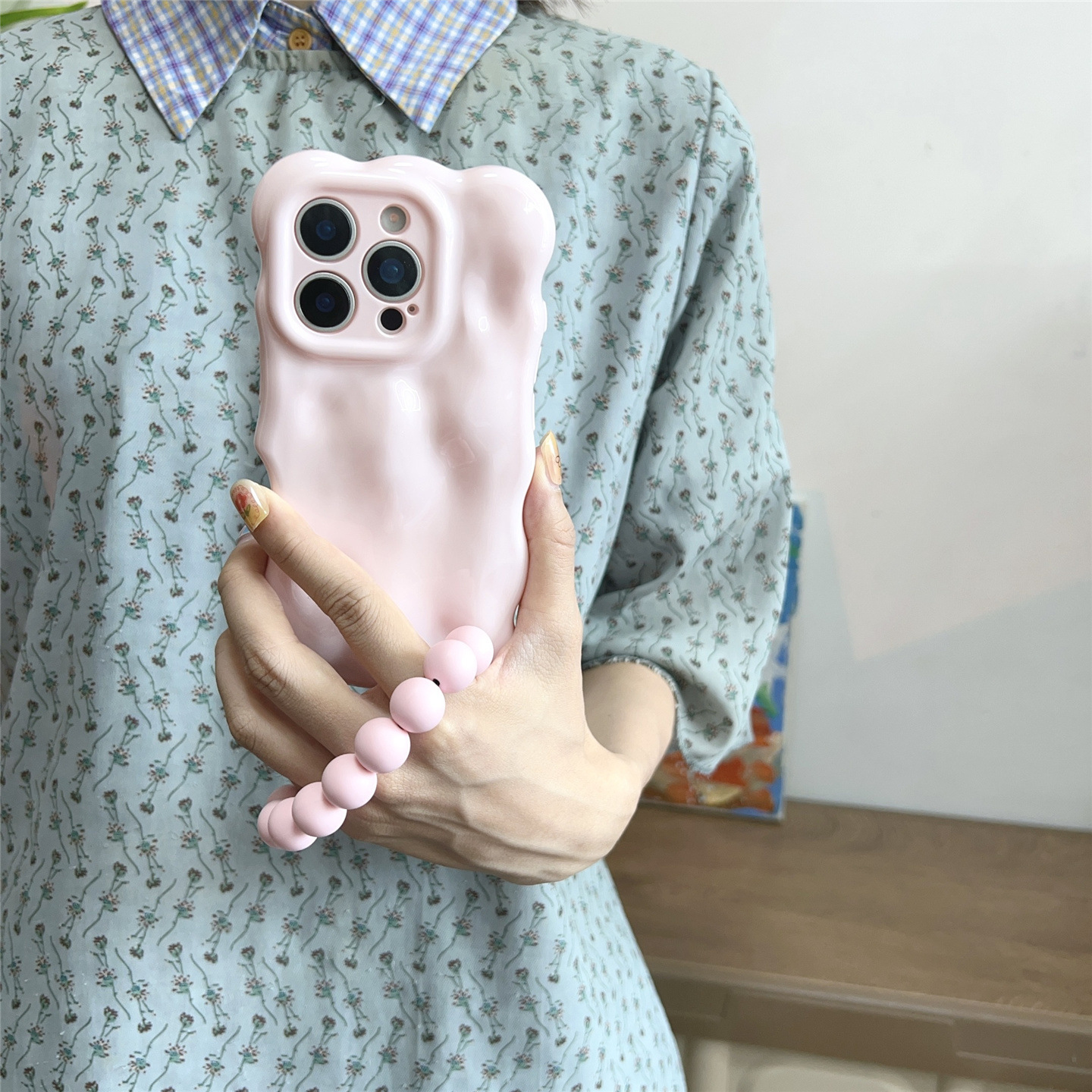 Pink Meteorite Pattern Compatible iPhone 17 Max Apple 15 Phone 16 Pro Bubble Case 14/13 with Lanyard
