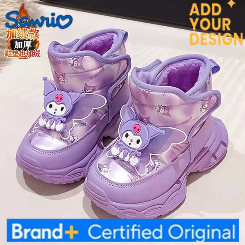Sanrio Kuromi Girl Cotton Boots Sanrios Winter New Anime Kawaii Cartoon Velvet Water Proof Keep Warm Anti-Slip Thicken Short Boots H251223
