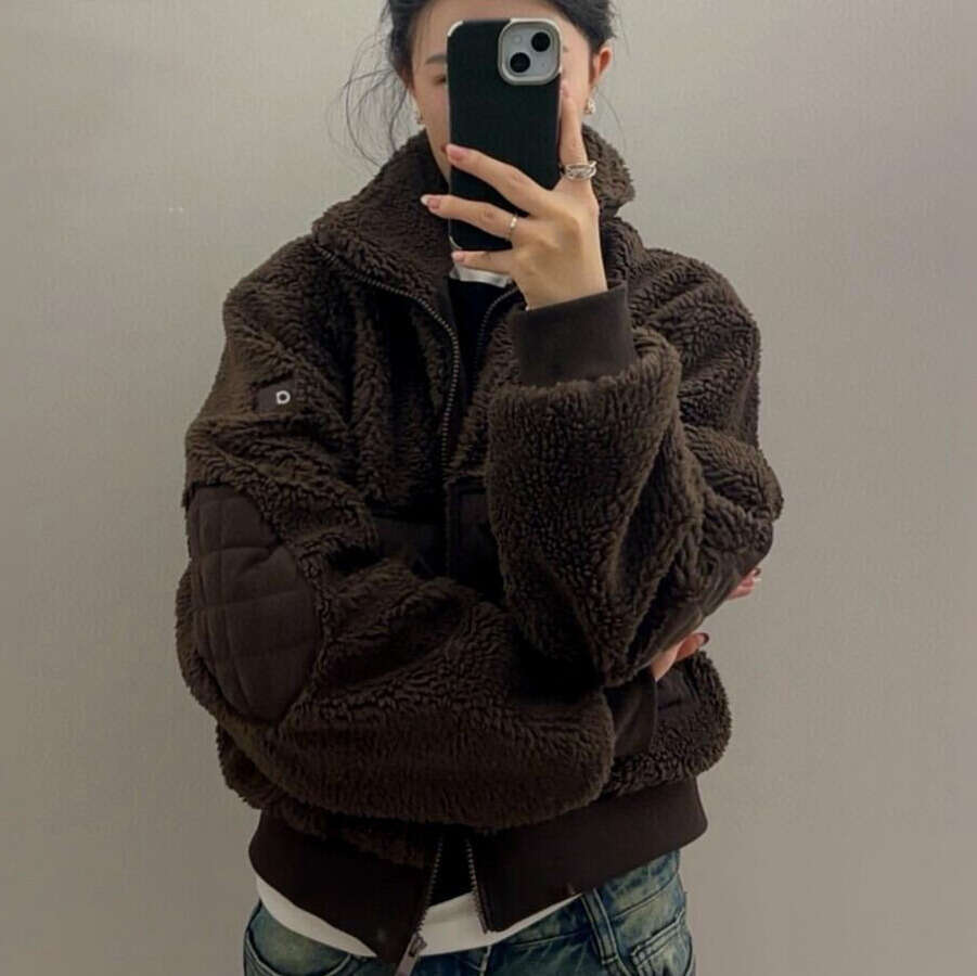 2025 yoga Set Stand Collar Zipper Top Underlay vest Pants Short Shearling alonessitys Jacket and Winter Thickened for Warmth Fall Casual alonessitys Women Clothes