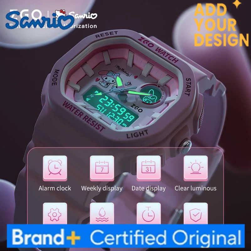 Sanrio X My Melody New Electronic Watch Dual Display Waterproof Luminous Student Watches Multi-Functional Digital Watch 810 H251223