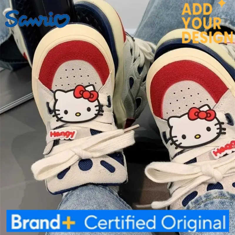 Sanrio Kawaii Hello Kitty Shoes Pink Platform Sneakers Women Vintage Vulcanize Spring Autumn Casual Tennis Female Flats Footwear New H2512231
