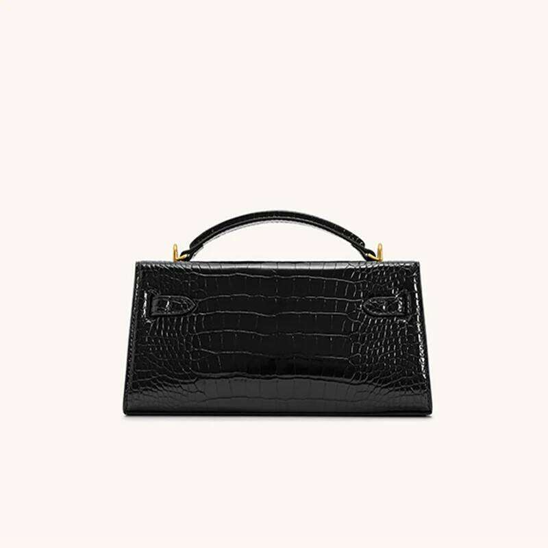 JW Crocodile Pattern Lock Small Square Handbag Single Shoulder Crossbody Bag Leather Handbag For Women S Commuting QIBALIANGPIN