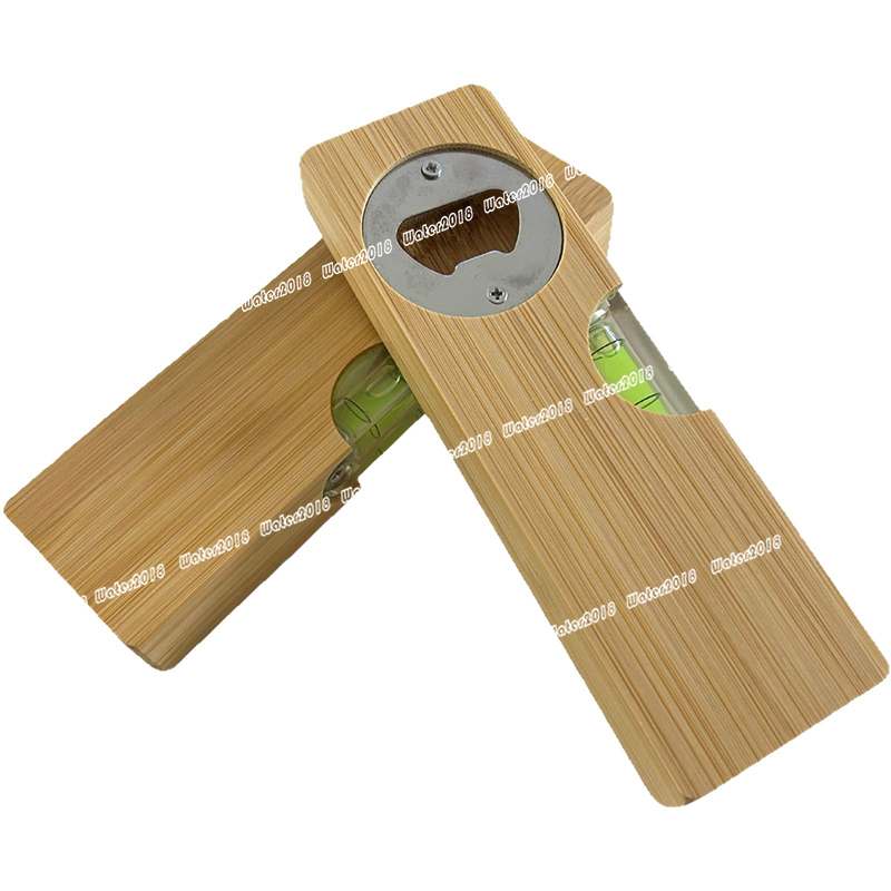 Wooden Bottle Opener Spirit Level With Opener Function 2 in 1 Bottle Opener For Kitchen Construction Bar 15 x 4.8*2CM